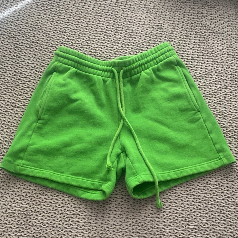 TNA Cozy • Green Fleece High Waisted Shorts